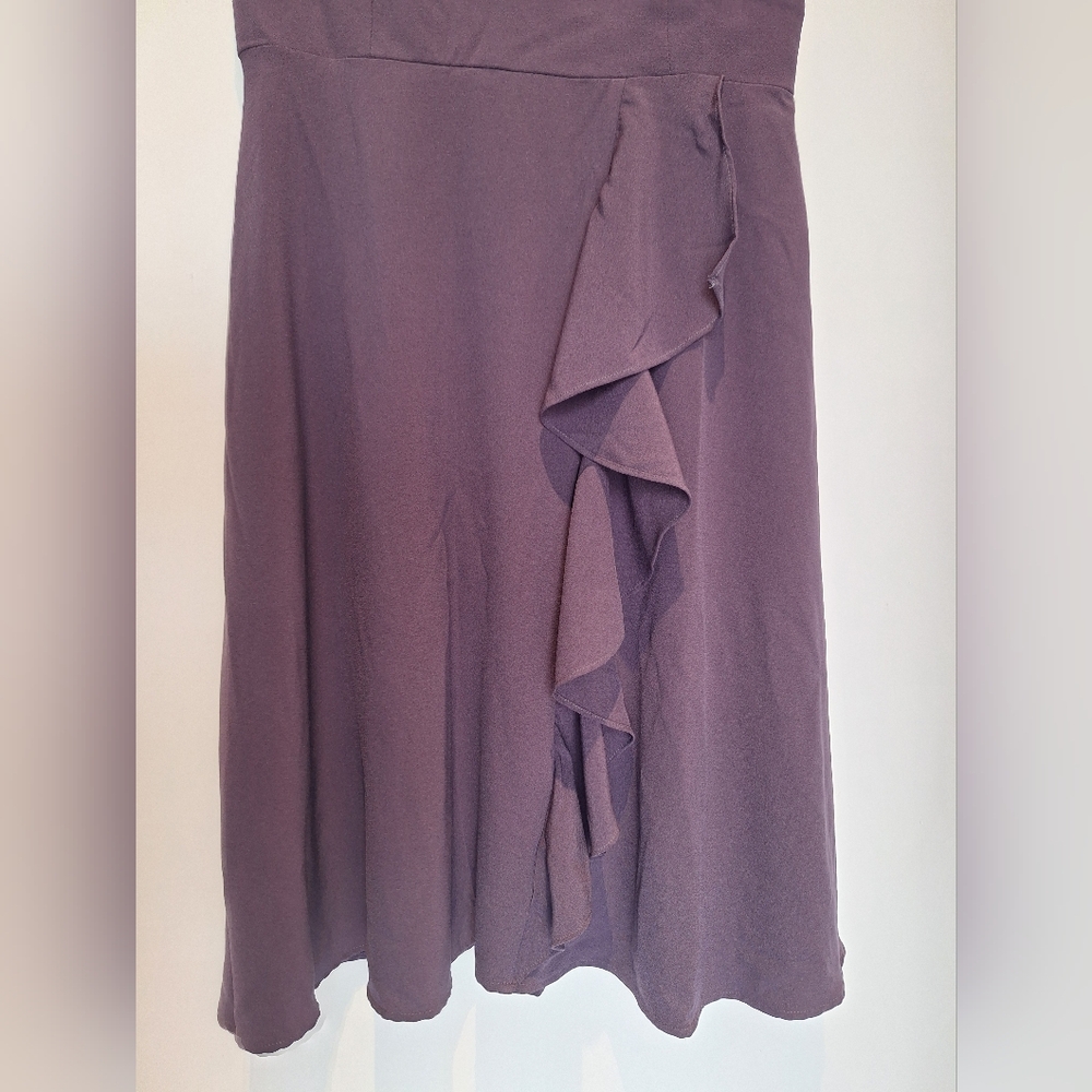 ModCloth Plum Ruffle Dress Size Medium - Picture 3 of 11